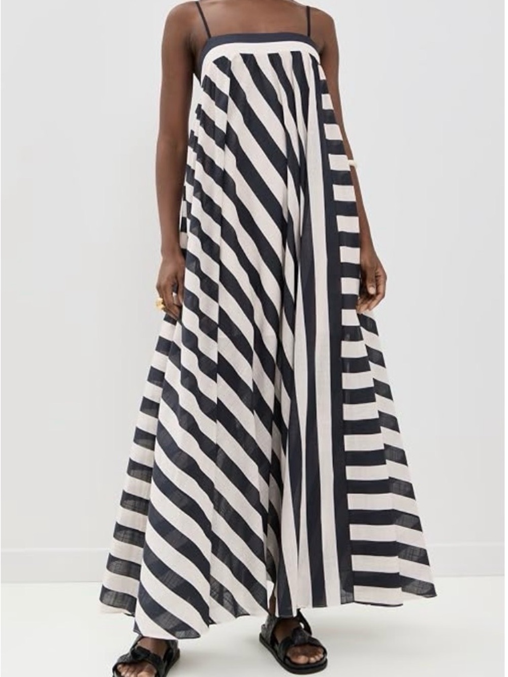 Zimmermann Summer Collection Black and Cream Striped Maxi Dress